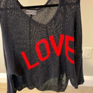 “LOVE” knit, wooden ships, worn 1x, one size